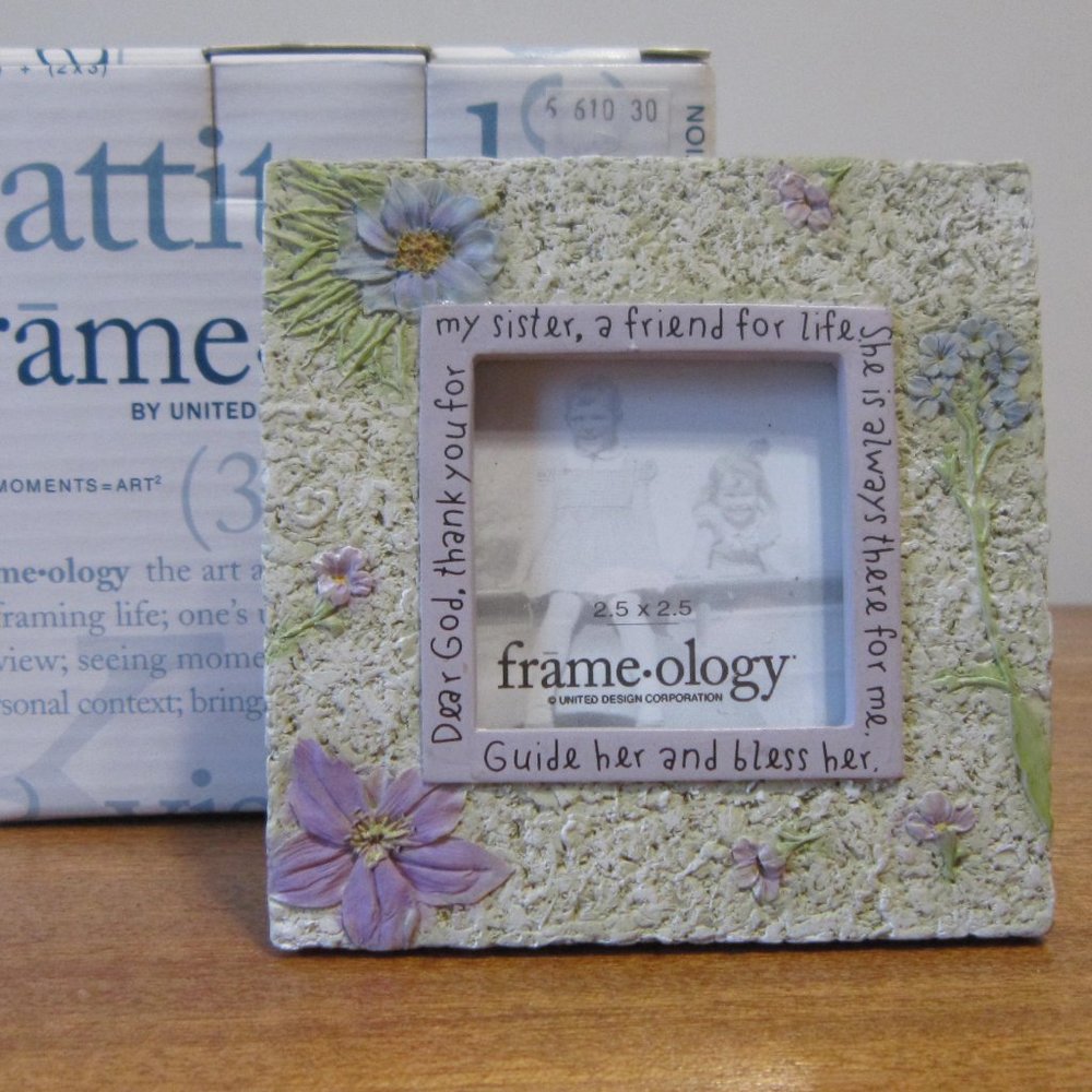 NEW, Frameology "Sisters Blessing" frame, sibling family love, botanical floral
